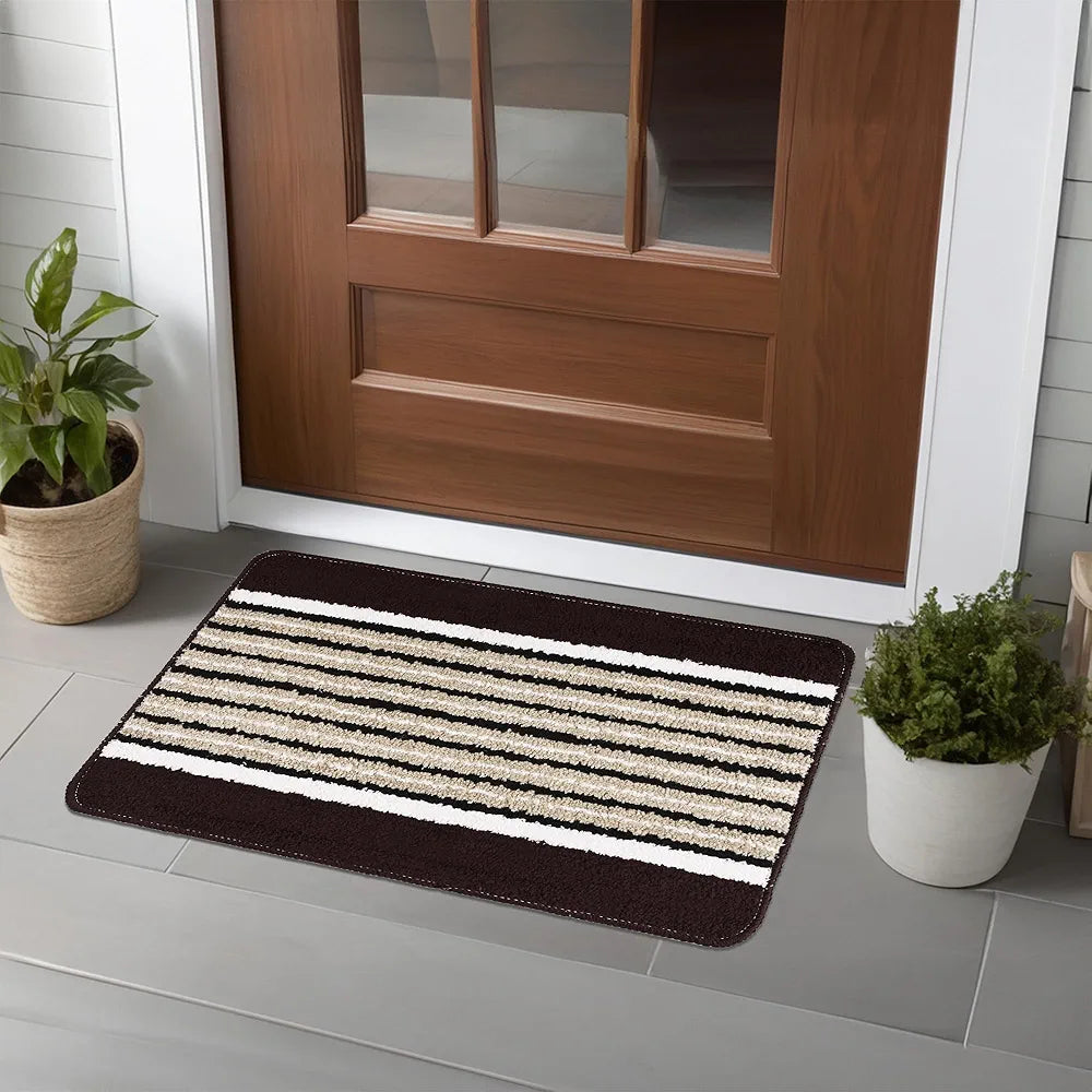 Kuber Industries 16x24 Inch Anti-Skid Water-Absorbent Door Mats for Home | Durable Main Entrance Footmats for Bathroom, Living Room & Office | Micro New Wings Lining - Brown
